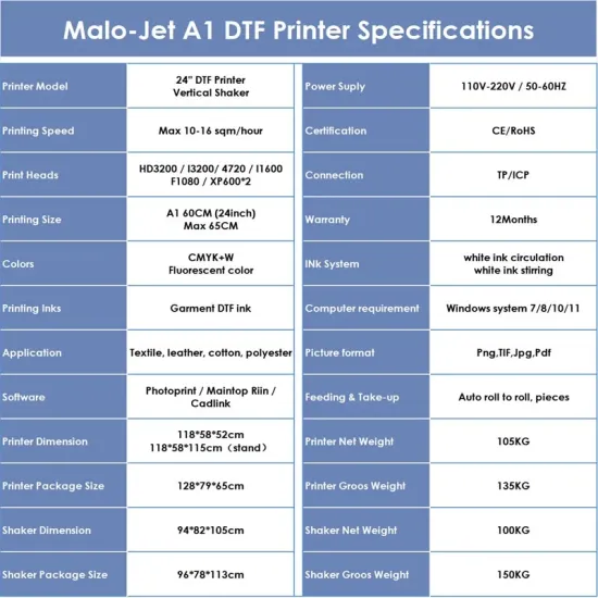 A1 DTF Printer Malo Jet
