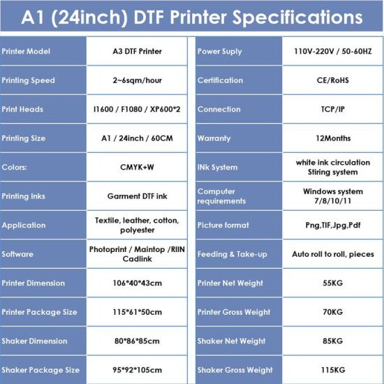 A1 DTF Printer Sia Jet 